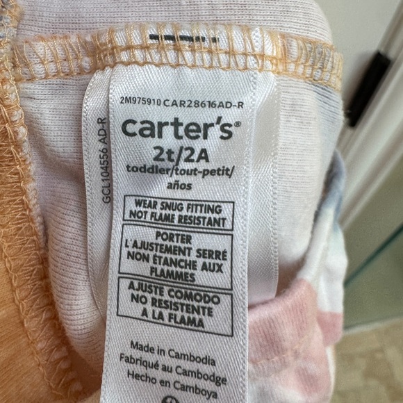 Carter's 2T Girls Orange Marble Striped Soft Pajama Shorts - Picture 5 of 5